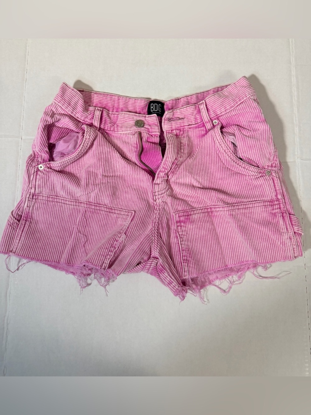BDG Pink Corduroy Frayed Cutoff Jeans Shorts Size 26